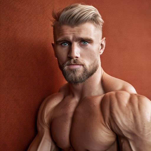 portrait+ style Russian queer fitness model blonde hunk dilf dude face