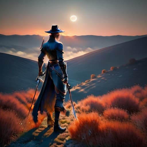  the background is of night with moon and fire on ground a man a shadow man showing up between the fire and he has a shuit and pant , and sword in his hand with long black hair with full back body like shadow hyperrealistic, full body, detailed clothing, highly detailed, cinematic lighting, stunningly beautiful, intricate, sharp focus, f/1. 8, 85mm, (centered image composition), (professionally color graded), ((bright soft diffused light)), volumetric fog, trending on instagram, trending on tumblr, HDR 4K, 8K