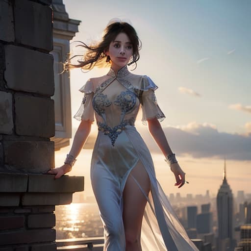  Croissant at the roof with doves and sun hyperrealistic, full body, detailed clothing, highly detailed, cinematic lighting, stunningly beautiful, intricate, sharp focus, f/1. 8, 85mm, (centered image composition), (professionally color graded), ((bright soft diffused light)), volumetric fog, trending on instagram, trending on tumblr, HDR 4K, 8K