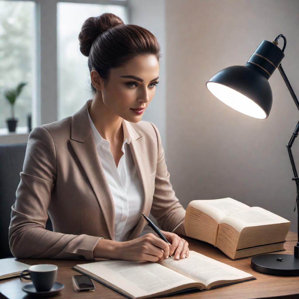  A friendly AI assistant offering help with writing a book. The text reads: 'I can help you with that! What is your book about? Maybe I can assist with some inspiration or ideas.' hyperrealistic, full body, detailed clothing, highly detailed, cinematic lighting, stunningly beautiful, intricate, sharp focus, f/1. 8, 85mm, (centered image composition), (professionally color graded), ((bright soft diffused light)), volumetric fog, trending on instagram, trending on tumblr, HDR 4K, 8K