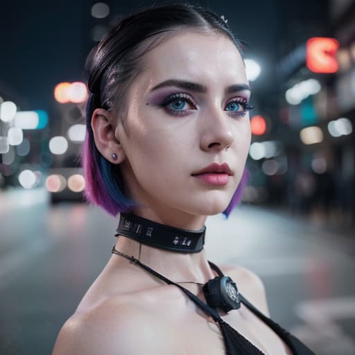  ultra realistic close up portrait ((beautiful pale cyberpunk female with heavy black eyeliner)), blue eyes, shaved side haircut, hyper detail, cinematic lighting, magic neon, dark red city, Canon EOS R3, nikon, f/1.4, ISO 200, 1/160s, 8K, RAW, unedited, symmetrical balance, in frame, 8K hyperrealistic, full body, detailed clothing, highly detailed, cinematic lighting, stunningly beautiful, intricate, sharp focus, f/1. 8, 85mm, (centered image composition), (professionally color graded), ((bright soft diffused light)), volumetric fog, trending on instagram, trending on tumblr, HDR 4K, 8K