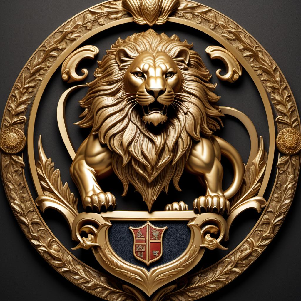  A family crest for the name 'Chambers' with a rich and intricate design. The crest should feature traditional heraldic elements such as a shield, a helmet, and a banner. The shield could be divided into quadrants featuring symbols that represent strength, honor, and heritage. Elements such as a lion, an oak tree, and a castle could be included. The colors should be bold and traditional, with gold accents to signify prestige and legacy. The design should feel historic and dignified, while also being visually striking. hyperrealistic, full body, detailed clothing, highly detailed, cinematic lighting, stunningly beautiful, intricate, sharp focus, f/1. 8, 85mm, (centered image composition), (professionally color graded), ((bright soft diffused light)), volumetric fog, trending on instagram, trending on tumblr, HDR 4K, 8K