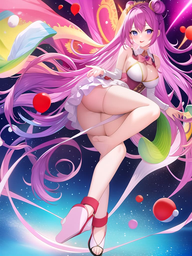  anime artwork, anime style, key visual, vint, studio anime, highly detailed, Purple hair , , legs wide, Her dripping and a white inside her and , Her hand holding a pink while it with her tongue sticking out