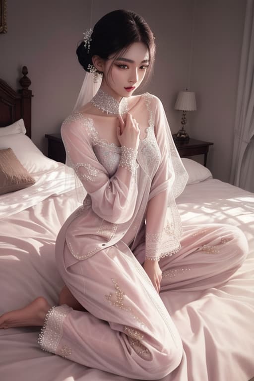  Super pretty , intricate and delicate skin, fair complexion, s , pajamas, home bedroom hyperrealistic, full body, detailed clothing, highly detailed, cinematic lighting, stunningly beautiful, intricate, sharp focus, f/1. 8, 85mm, (centered image composition), (professionally color graded), ((bright soft diffused light)), volumetric fog, trending on instagram, trending on tumblr, HDR 4K, 8K