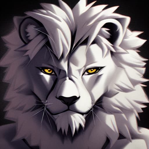  Aesthetic portrait commission of a albino muscular and attractive anthro lion