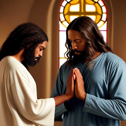  Picture of Jesus Christ praying with an African American Make