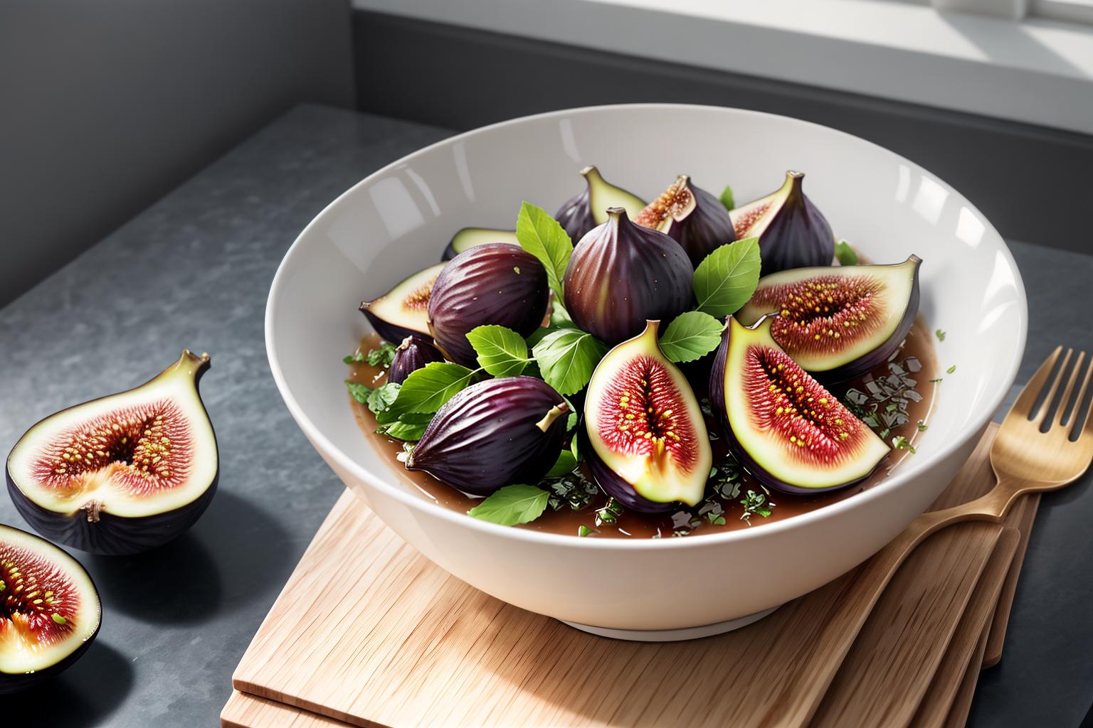  "Realistic close up of a clean, modern kitchen countertop with a bowl of prunes, a glass of prune juice, and a few fresh figs. The background shows a bright, airy kitchen with natural light streaming in through a window, highlighting the freshness of the ingredients. The focus is on the foods known to aid digestion, with the textures and colors of the prunes and figs vividly detailed. The scene is simple and inviting, emphasizing the natural solution to the problem. The image has a high quality, professional look with a warm and healthy atmosphere."Ensure no face,leg,hand or eye defomities.Ensure all images are clear, detailed, contains no text and no deformities. realistic, highly detailed, photorealistic, cinematic lighting, intricate, sh hyperrealistic, full body, detailed clothing, highly detailed, cinematic lighting, stunningly beautiful, intricate, sharp focus, f/1. 8, 85mm, (centered image composition), (professionally color graded), ((bright soft diffused light)), volumetric fog, trending on instagram, trending on tumblr, HDR 4K, 8K