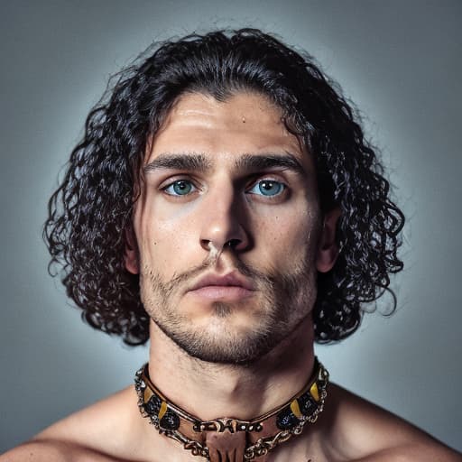 portrait+ style UK gladiators condensant queer brunette hunk dude face