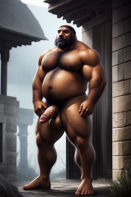  1man, male focus, bleac, tensa zangetsu (bankai), without clothes, outdoors, rain, pectorals, (masterpiece), (best quality), (ultra detailed), very aesthetic, illustration, perfect composition, moist skin, intricate detail, iperealistic immagine, hunk, bulky, hairy, short beard, penis, big fat cock, skinhead, mature, big black cock, realistic, rude, natural body, bulky body, hairy, hairy body, rugby body,erection cock, man over 30, shirtless, legs, feet, stand up, full body, realistic cock, hairy cock, belly, arabic, skinhead hyperrealistic, full body, detailed clothing, highly detailed, cinematic lighting, stunningly beautiful, intricate, sharp focus, f/1. 8, 85mm, (centered image composition), (professionally color graded), ((bright soft diffused light)), volumetric fog, trending on instagram, trending on tumblr, HDR 4K, 8K