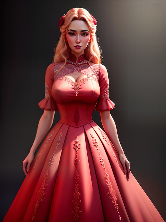  A in a rosy dress with a great figure. hyperrealistic, full body, detailed clothing, highly detailed, cinematic lighting, stunningly beautiful, intricate, sharp focus, f/1. 8, 85mm, (centered image composition), (professionally color graded), ((bright soft diffused light)), volumetric fog, trending on instagram, trending on tumblr, HDR 4K, 8K