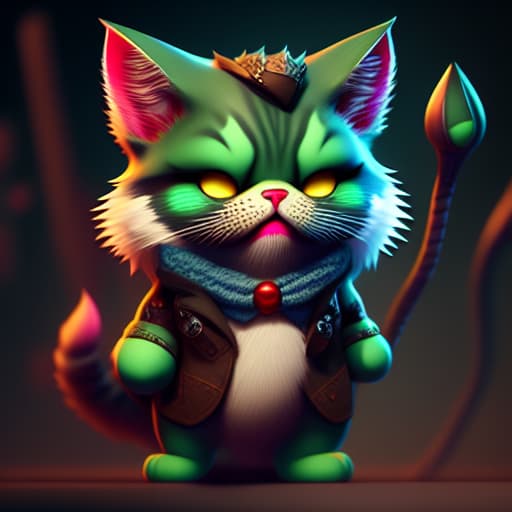  zombie mini cat hyperrealistic, full body, detailed clothing, highly detailed, cinematic lighting, stunningly beautiful, intricate, sharp focus, f/1. 8, 85mm, (centered image composition), (professionally color graded), ((bright soft diffused light)), volumetric fog, trending on instagram, trending on tumblr, HDR 4K, 8K