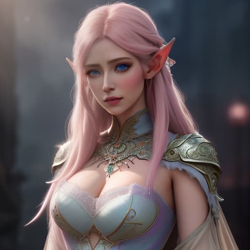  (dark shot:1.1), epic realistic, A beautiful, alluring, elf , in a pink , with blue eyes, and rose colored hair, in a fantasy world., faded, (neutral colors:1.2), (hdr:1.4), (muted colors:1.2), hyperdetailed, (artstation:1.4), cinematic, warm lights, dramatic light, (intricate details:1.1), complex background, (rutkowski:0.66), (teal and orange:0.4) hyperrealistic, full body, detailed clothing, highly detailed, cinematic lighting, stunningly beautiful, intricate, sharp focus, f/1. 8, 85mm, (centered image composition), (professionally color graded), ((bright soft diffused light)), volumetric fog, trending on instagram, trending on tumblr, HDR 4K, 8K