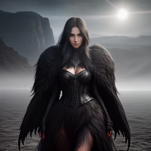  A girl is a dark angel 4 to 4 p.m., adventurous , wild , captivating , by David Yarrow, Nick Brandt, Art Wolfe, Paul Nicklen, Joel Sartore hyperrealistic, full body, detailed clothing, highly detailed, cinematic lighting, stunningly beautiful, intricate, sharp focus, f/1. 8, 85mm, (centered image composition), (professionally color graded), ((bright soft diffused light)), volumetric fog, trending on instagram, trending on tumblr, HDR 4K, 8K