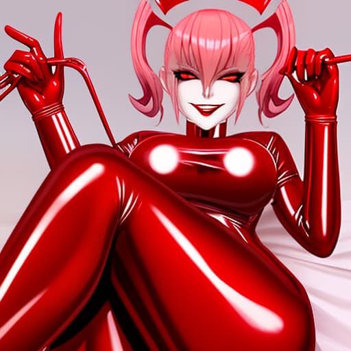  Latex nurse with red shiny latex gloves with a evil sexy gleam in her eyes. And a sexy evil smile. Teasing you forplay