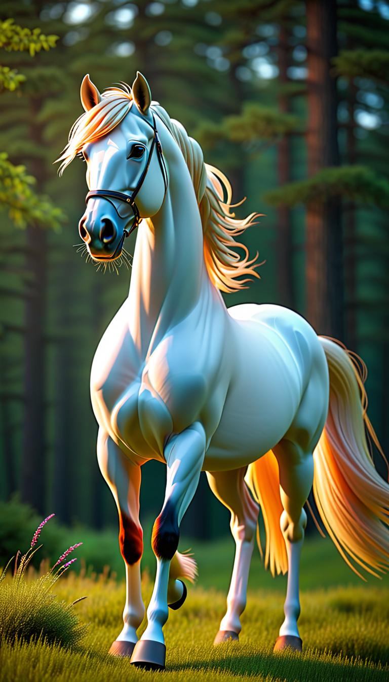  Professional 3D model of A beautiful horse. . Rendered with Octane, the model is highly detailed,dramatic lighting. hyperrealistic, full body, detailed clothing, highly detailed, cinematic lighting, stunningly beautiful, intricate, sharp focus, f/1. 8, 85mm, (centered image composition), (professionally color graded), ((bright soft diffused light)), volumetric fog, trending on instagram, trending on tumblr, HDR 4K, 8K