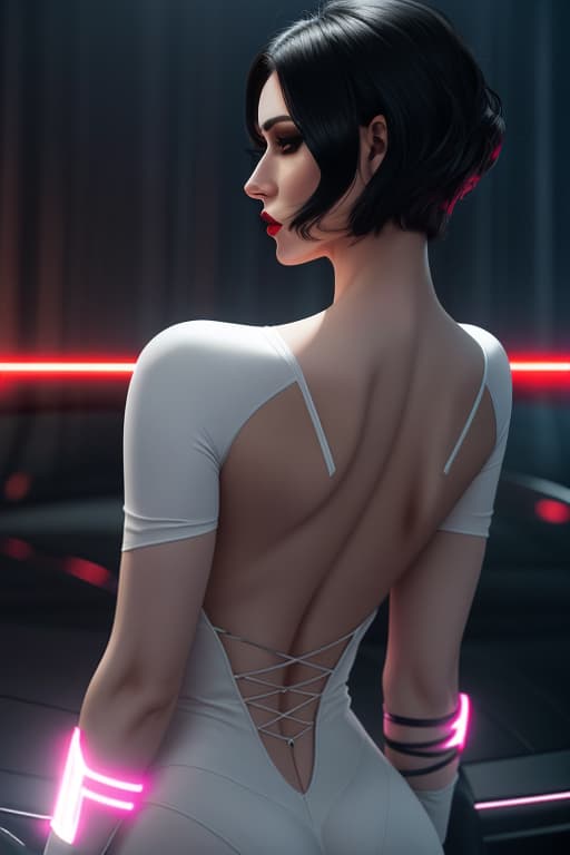  ultra realistic back portrait ((beautiful pale catwoman sexiest female with heavy black eyeliner)), stunning body, staring viewer, blue eyes, shaved side long wavy haircut, huge boobs, deep cleavage, hyper detail, cinematic lighting, magic neon, dark red city, Canon EOS R3, nikon, f/1.4, ISO 200, 1/160s, 8K, RAW, unedited, symmetrical balance, in frame, 8K hyperrealistic, full body, detailed clothing, highly detailed, cinematic lighting, stunningly beautiful, intricate, sharp focus, f/1. 8, 85mm, (centered image composition), (professionally color graded), ((bright soft diffused light)), volumetric fog, trending on instagram, trending on tumblr, HDR 4K, 8K