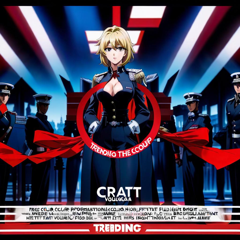  anime artwork a picture characterising the opposition that staged a coup d'état, with a long rectangular text box (blank) in the foreground. . anime style, key visual, vibrant, studio anime, highly detailed hyperrealistic, full body, detailed clothing, highly detailed, cinematic lighting, stunningly beautiful, intricate, sharp focus, f/1. 8, 85mm, (centered image composition), (professionally color graded), ((bright soft diffused light)), volumetric fog, trending on instagram, trending on tumblr, HDR 4K, 8K