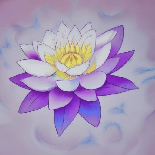  Image of 1 white lotus flower in heaven with serenity tone and holy spirituality mood create overall image in very lovely pastel palette