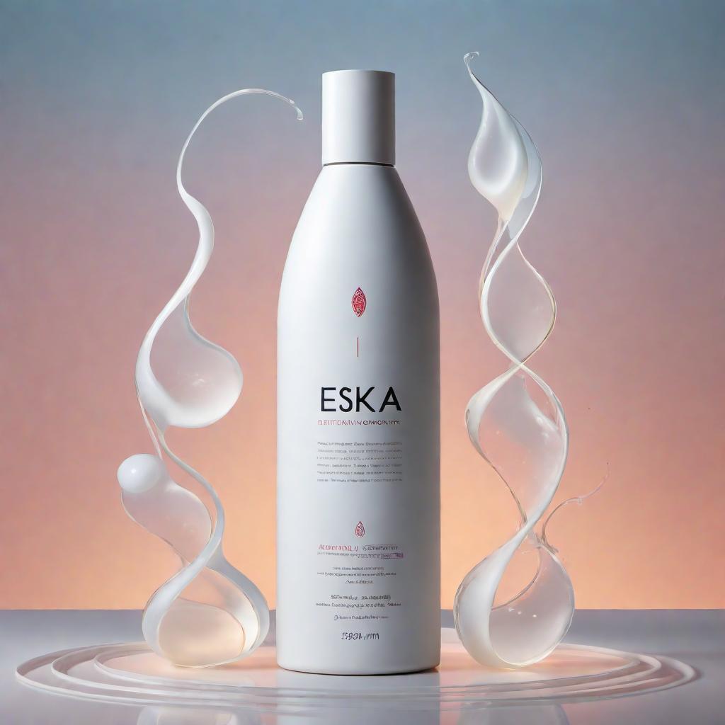  A visually appealing poster for Eska, a natural and organic intimate lubricant. The focus is on the product being designed with the human body's physiology in mind. Silhouettes or schematic outlines of the human form are integrated into the design, resembling natural shapes like waves or curves to indicate anatomical compatibility. The background features a subtle blend of soothing, organic colors. The Eska lubricant bottle is prominently displayed in the foreground with a tagline: 'Created with the human body in mind.' The overall theme is elegant, modern, and inoffensive, ensuring it is suitable for advertising. hyperrealistic, full body, detailed clothing, highly detailed, cinematic lighting, stunningly beautiful, intricate, sharp focus, f/1. 8, 85mm, (centered image composition), (professionally color graded), ((bright soft diffused light)), volumetric fog, trending on instagram, trending on tumblr, HDR 4K, 8K