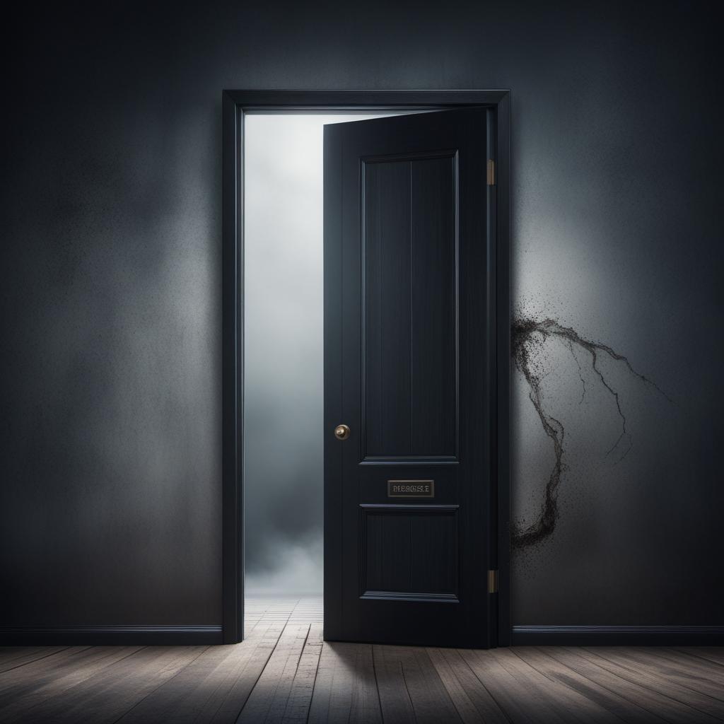  Illustration depicting the contrast between doors representing choices of fear and success, with a modern-day vision and more detailed, real emotions. 1. **Fear Door** - Scene: A door labeled 'Fear' at the top. A person stands in front, appearing visibly anxious, with a worried look on their face, perhaps sweating or biting their nails. - Mood: Fear, anxiety, hesitation. - Thought Bubbles: 'What if I fail?', 'I'm not ready.', 'It's too risky.' - Visual Elements: The door is dark and ominous, with shadowy figures behind it, cobwebs, and a faintly visible cracked door frame to symbolize neglect and apprehension. 2. **Success Door** - Scene: A door labeled 'Success' at the top. A determined and hopeful person stands in front, exuding co hyperrealistic, full body, detailed clothing, highly detailed, cinematic lighting, stunningly beautiful, intricate, sharp focus, f/1. 8, 85mm, (centered image composition), (professionally color graded), ((bright soft diffused light)), volumetric fog, trending on instagram, trending on tumblr, HDR 4K, 8K