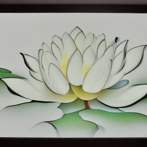  Image of 1 white transparency lotus flower in heaven with serenity tone and holy spirituality mood lots of ray above