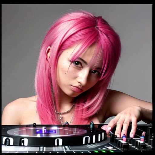  Dj.Marika Rossa Famous DJ, with a pink strand of hair, beautiful woman