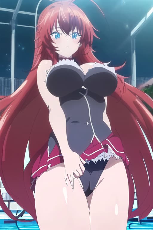  ,on the beach,sunny beautiful day,age,cameltoe,long hair,,realistic,anime style,one hand inside .,masterpiece, best quality, 1women, long red hair, looking at viewer, :3, cute, black uniform, outdoors, streets, cowboy shot, curvy, (((blue eyes))), rias gremory, red hair, antenna hair, wavy hair, ((beautiful detailed eyes, beautiful detailed glow, lots of glow)), anime screencap,women at pool, compeion , black , masterpiece, best quality, high quality, solo