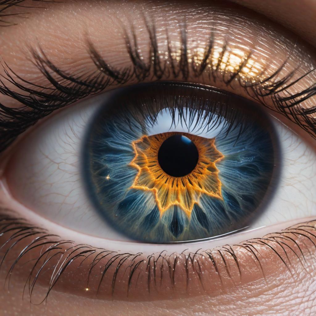  Reflection of the universe in the human eye. The iris mirroring stars, galaxies, and cosmic phenomena in a mesmerizing, realistic manner. The eye is close up, capturing the intricate details of the iris and the reflection. hyperrealistic, full body, detailed clothing, highly detailed, cinematic lighting, stunningly beautiful, intricate, sharp focus, f/1. 8, 85mm, (centered image composition), (professionally color graded), ((bright soft diffused light)), volumetric fog, trending on instagram, trending on tumblr, HDR 4K, 8K