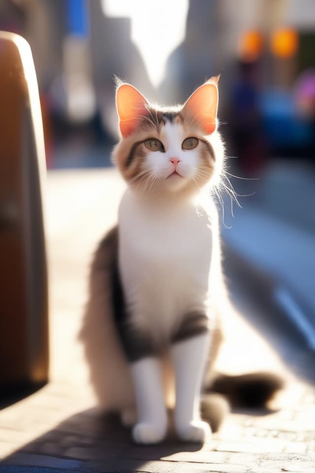  Clean cat, on the street, grooming, one, beautiful sunrise