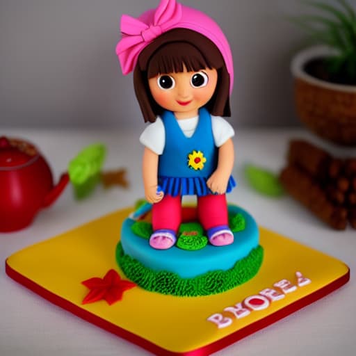  MAKING DORA CAKE AT HOME Apply the Following Styles 3Drenderer, Comic hyperrealistic, full body, detailed clothing, highly detailed, cinematic lighting, stunningly beautiful, intricate, sharp focus, f/1. 8, 85mm, (centered image composition), (professionally color graded), ((bright soft diffused light)), volumetric fog, trending on instagram, trending on tumblr, HDR 4K, 8K