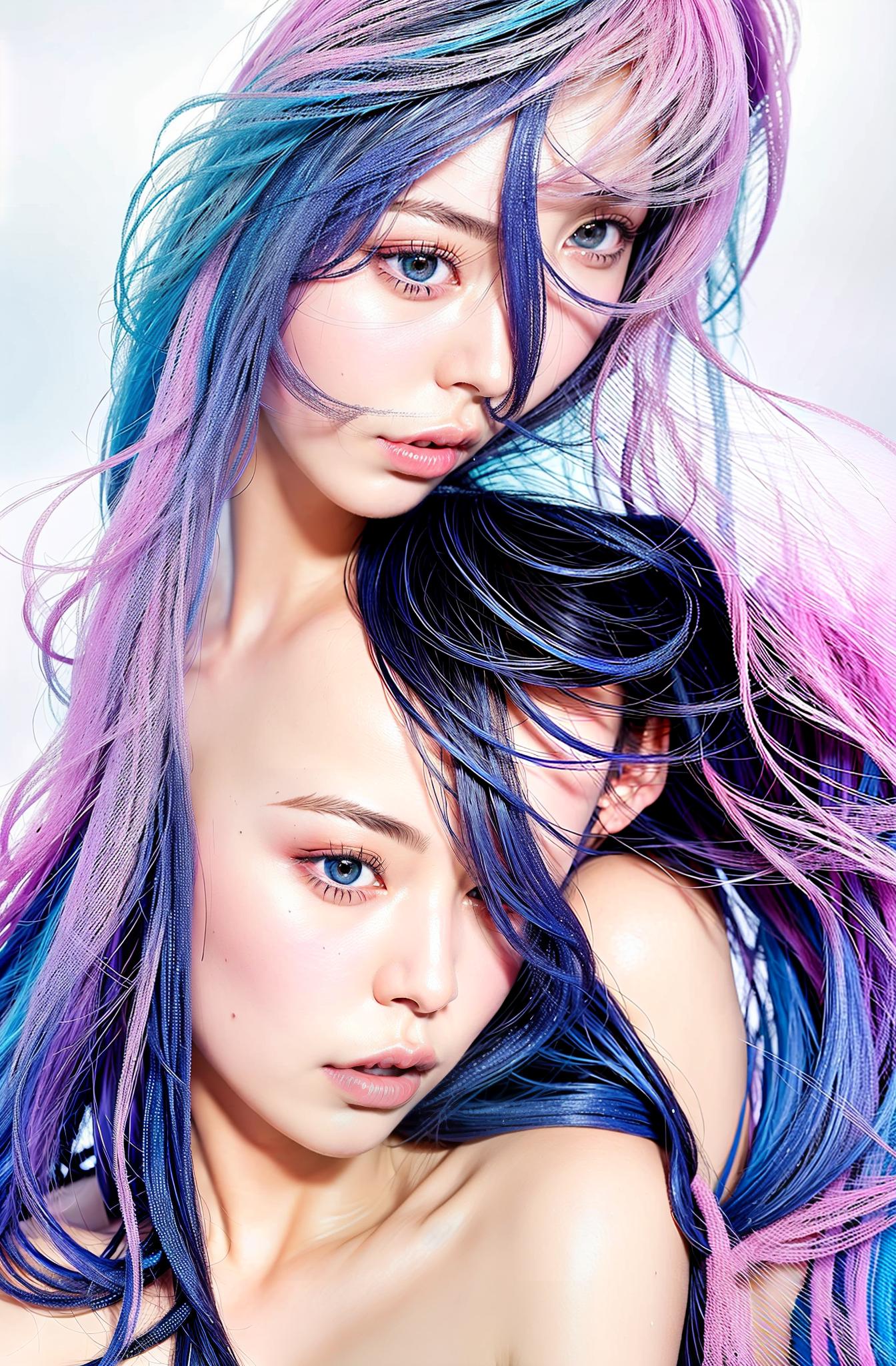  Pussy erotic pink and blue hair color, (Masterpiece, BestQuality:1.3), (ultra detailed:1.2), (hyperrealistic:1.3), (RAW photo:1.2),High detail RAW color photo, professional photograph, (Photorealistic:1.4), (realistic:1.4), ,professional lighting, (japanese), beautiful face, (realistic face)