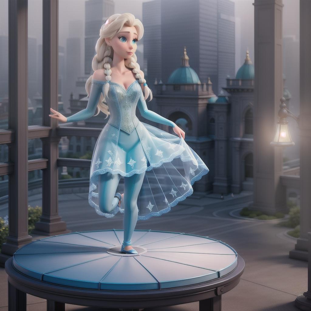  Elsa on trampoline hyperrealistic, full body, detailed clothing, highly detailed, cinematic lighting, stunningly beautiful, intricate, sharp focus, f/1. 8, 85mm, (centered image composition), (professionally color graded), ((bright soft diffused light)), volumetric fog, trending on instagram, trending on tumblr, HDR 4K, 8K