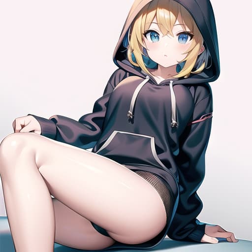  master piece , best quality,Black hoodie Girl