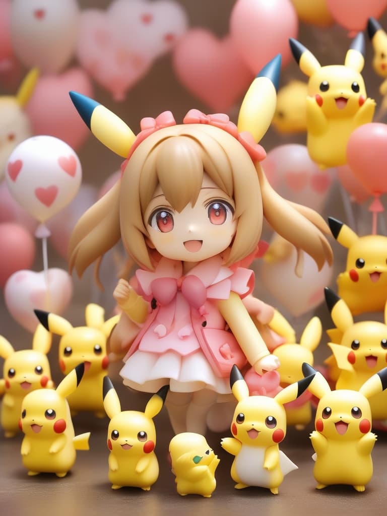  (((no body))),(((no HUMAN))),masterpiece,(((nendoroid))),((3D))),cute,(((pikachu))):1.5,hydrangea,pink hearts,lots of balloons,full of love,lots of hearts💕💕,super high quality,16K, masterpiece, best quality,8k,ultra detailed,high resolution,an extremely delicate and beautiful,hyper detail