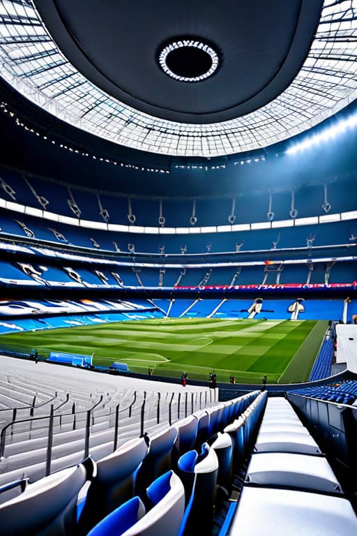  Stadio Santiago Bernabeu Real Madrid hyperrealistic, full body, detailed clothing, highly detailed, cinematic lighting, stunningly beautiful, intricate, sharp focus, f/1. 8, 85mm, (centered image composition), (professionally color graded), ((bright soft diffused light)), volumetric fog, trending on instagram, trending on tumblr, HDR 4K, 8K