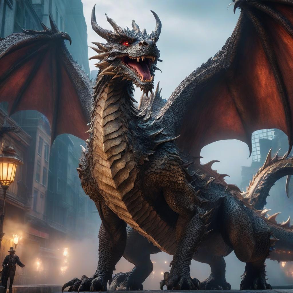  Incredibly frightening and enormous dragon, hkmagic hyperrealistic, full body, detailed clothing, highly detailed, cinematic lighting, stunningly beautiful, intricate, sharp focus, f/1. 8, 85mm, (centered image composition), (professionally color graded), ((bright soft diffused light)), volumetric fog, trending on instagram, trending on tumblr, HDR 4K, 8K