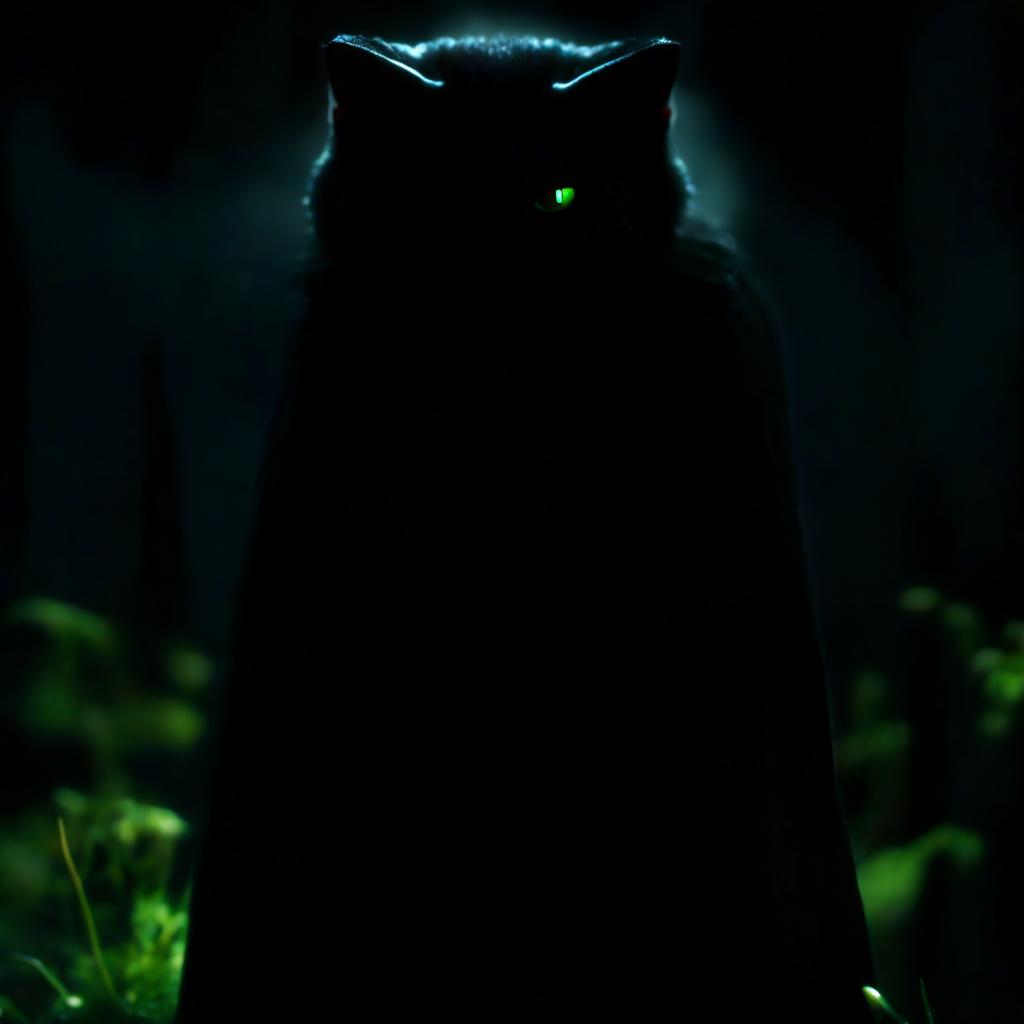  A black kitten boy mage with green eyes in a black robe adorned with runes. hyperrealistic, full body, detailed clothing, highly detailed, cinematic lighting, stunningly beautiful, intricate, sharp focus, f/1. 8, 85mm, (centered image composition), (professionally color graded), ((bright soft diffused light)), volumetric fog, trending on instagram, trending on tumblr, HDR 4K, 8K