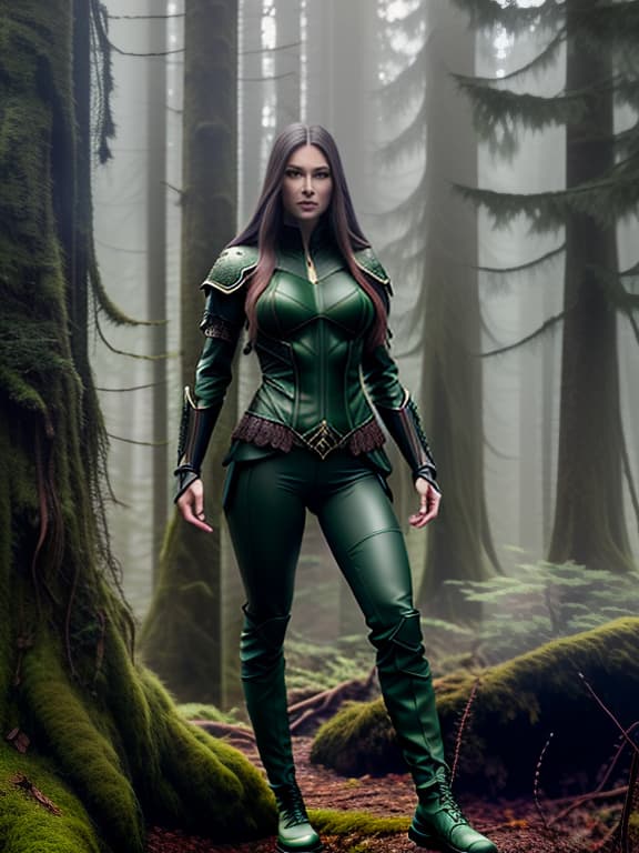  A dusk forest clearing, the ultra fit elven girl similar to Alyson Tyler is a war dancer from the warhammer fantasy battles setting, tight leather armor of dark green color, tight leather leggings of dark green color, tight boots, combat coloring on the face, full length, front view, medium shot, a glowing waystone behind her, dark fantasy style hyperrealistic, full body, detailed clothing, highly detailed, cinematic lighting, stunningly beautiful, intricate, sharp focus, f/1. 8, 85mm, (centered image composition), (professionally color graded), ((bright soft diffused light)), volumetric fog, trending on instagram, trending on tumblr, HDR 4K, 8K