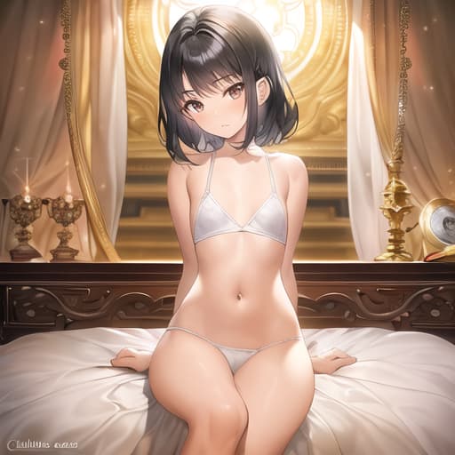  master piece , best quality,detailed information,(best quality),(masterpiece1.3), cinematic lighting,beautiful small s,(medium hair),black hair,whole body,perfect fingers,brown eyes,perfect body,pretty ,,,blush,(beautiful ),(perfect ),(innocent face),bedroom,,slim body,,