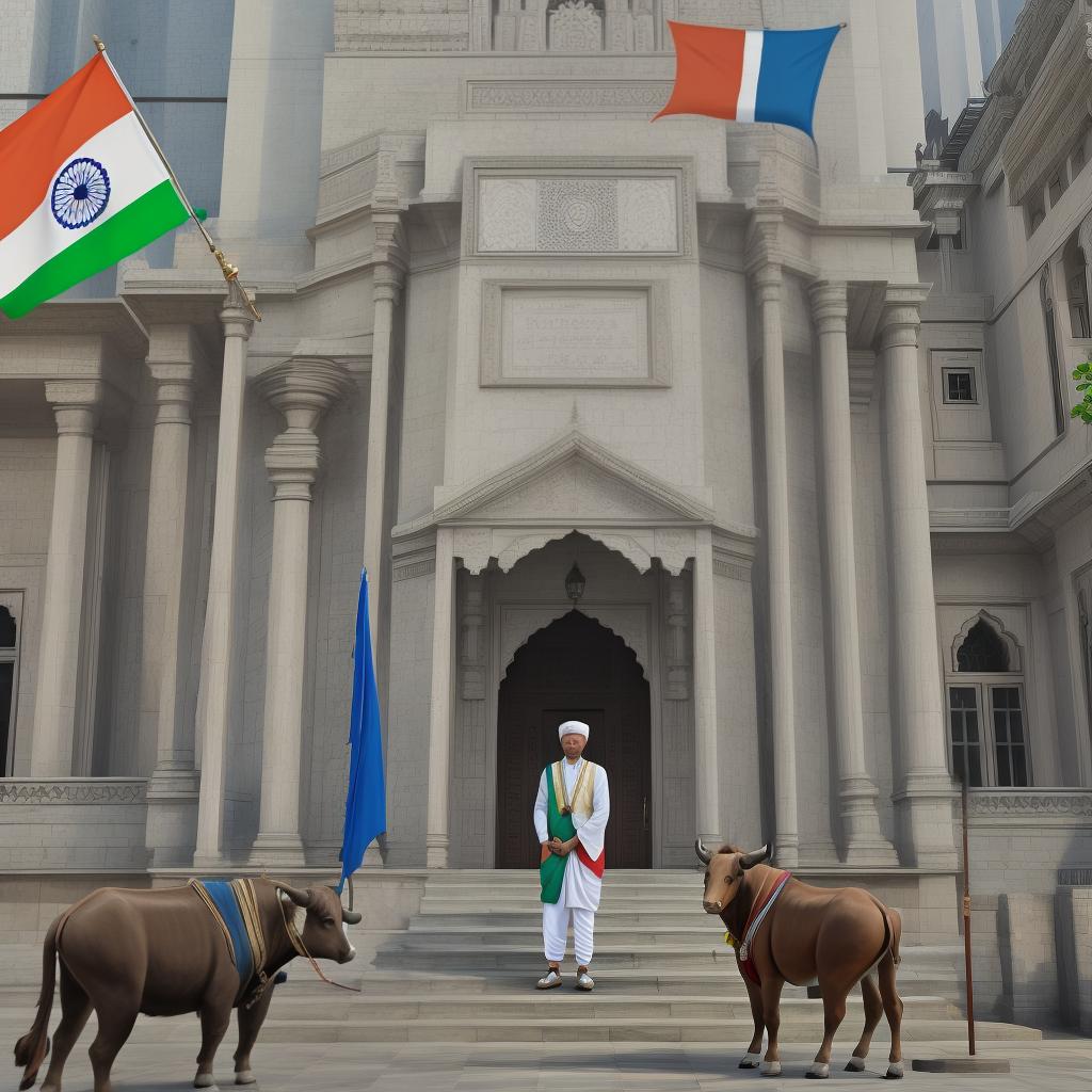  Masterpiece, best quality, Indian Stock Market and Indian Flag, Bull Trend Chart, Indian Attractions Combined