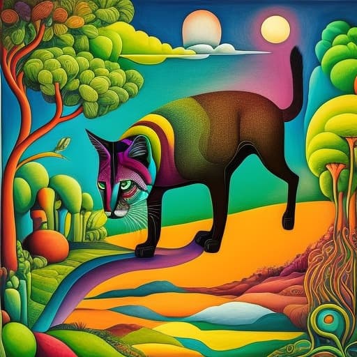  (colorfulsurrealism)++, A black puma in the jungle