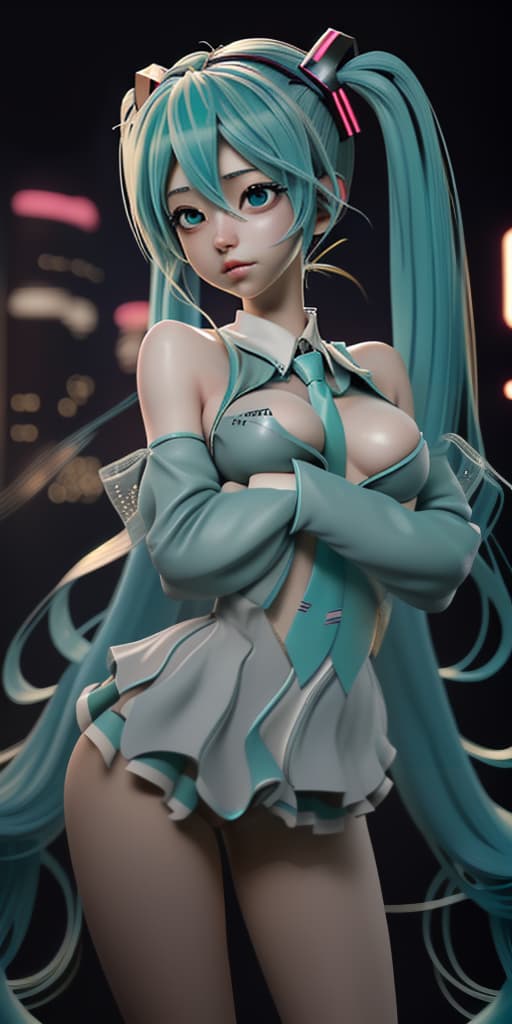  hatsune miku, huge tetas, desnuda