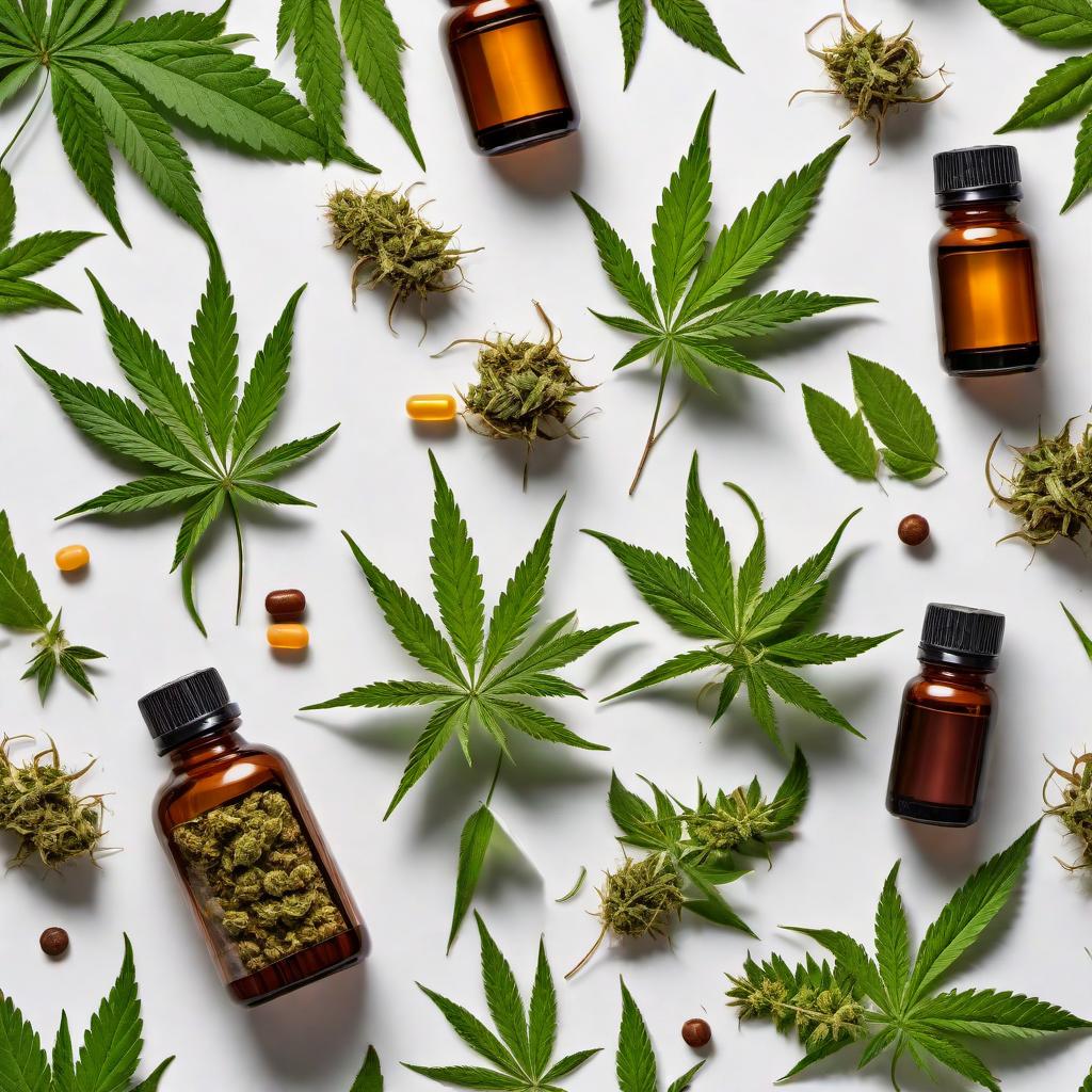  Marijuana depicted as a pharmaceutical product. The image should show marijuana leaves and buds alongside traditional pharmaceutical elements such as pill bottles and blister packs. The setting should be clean and medical, with white backgrounds and clear labeling to emphasize its medical use. hyperrealistic, full body, detailed clothing, highly detailed, cinematic lighting, stunningly beautiful, intricate, sharp focus, f/1. 8, 85mm, (centered image composition), (professionally color graded), ((bright soft diffused light)), volumetric fog, trending on instagram, trending on tumblr, HDR 4K, 8K