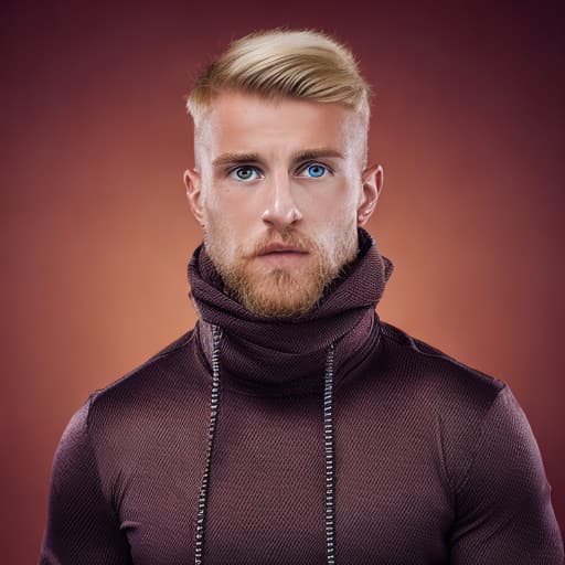 portrait+ style Russian queer fitness model blonde hunk dilf dude face