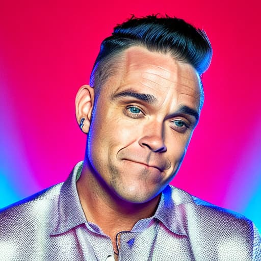 portrait+ style Robbie Williams queer face