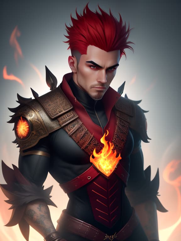  Create a cartoon character with flames on top of his head. hyperrealistic, full body, detailed clothing, highly detailed, cinematic lighting, stunningly beautiful, intricate, sharp focus, f/1. 8, 85mm, (centered image composition), (professionally color graded), ((bright soft diffused light)), volumetric fog, trending on instagram, trending on tumblr, HDR 4K, 8K