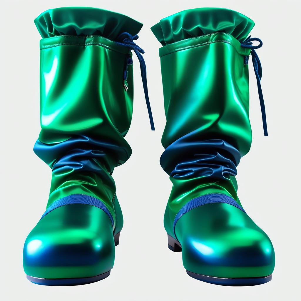  On feet are worn, tightly stuffed, smooth pants without pleats, high surgical trunks like boots, with flat soles, without heels, with upper elastic cuffs made of glossy latex, the lower part, (from the sole to the ankle:1.2), (dark green:1.3), the upper part, (from the ankle to the knee:1.2), (dark blue:1.3) hyperrealistic, full body, detailed clothing, highly detailed, cinematic lighting, stunningly beautiful, intricate, sharp focus, f/1. 8, 85mm, (centered image composition), (professionally color graded), ((bright soft diffused light)), volumetric fog, trending on instagram, trending on tumblr, HDR 4K, 8K