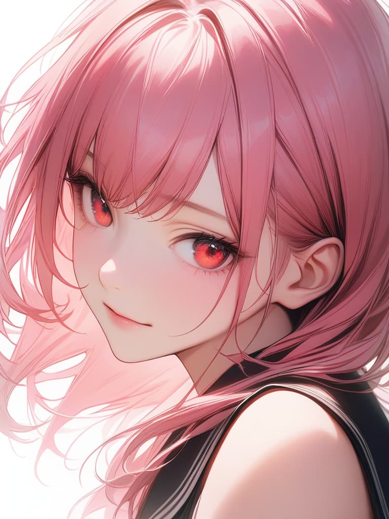  1girl,18yo,pink hair,short hair, pink short bowl cut:1.2,red eyes,black sailor suit,light smile,realistic, masterpiece, best quality,8k,ultra detailed,high resolution,an extremely delicate and beautiful,hyper detail