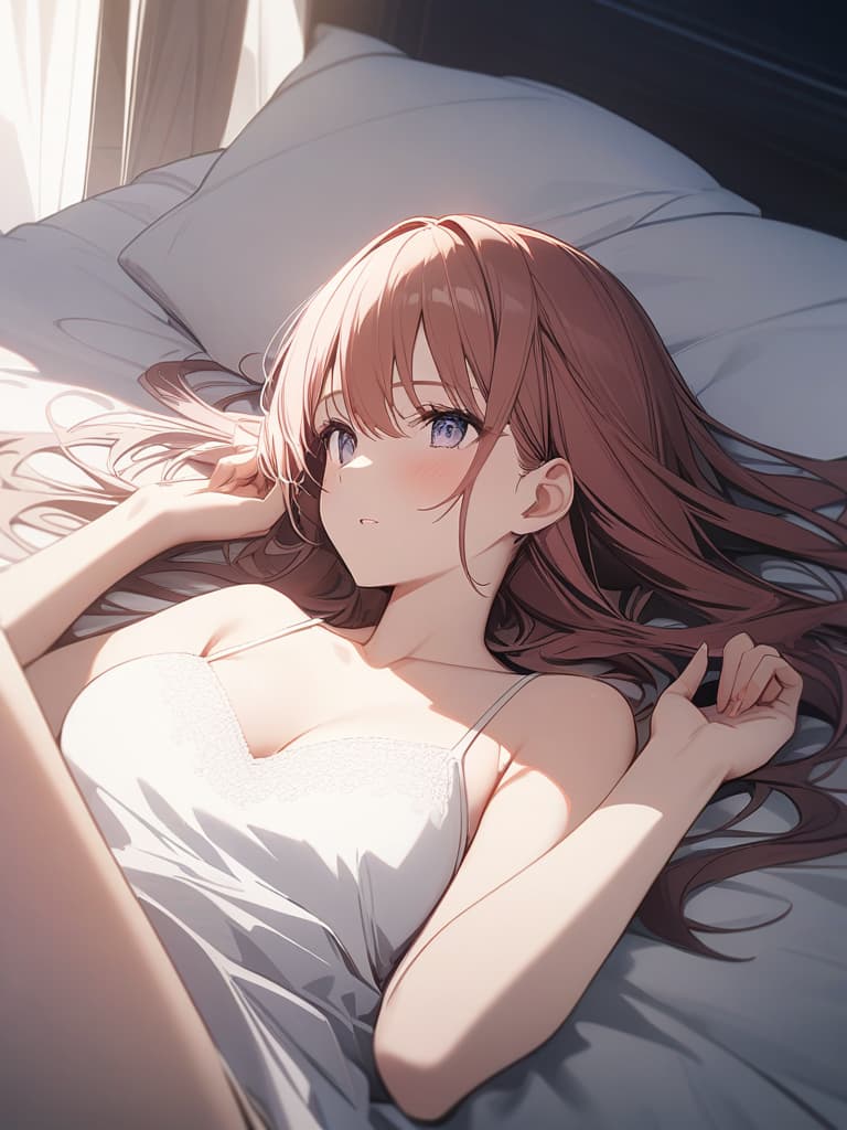  ultimate best quality,(:1.55),ultra fine CG unity 8K,ultimate pretty woman,pretty beauty anime,((bare body)),((exhibitionist)),((no wearing)),lying on back,on bed,daytime,, masterpiece, best quality,8k,ultra detailed,high resolution,an extremely delicate and beautiful,hyper detail