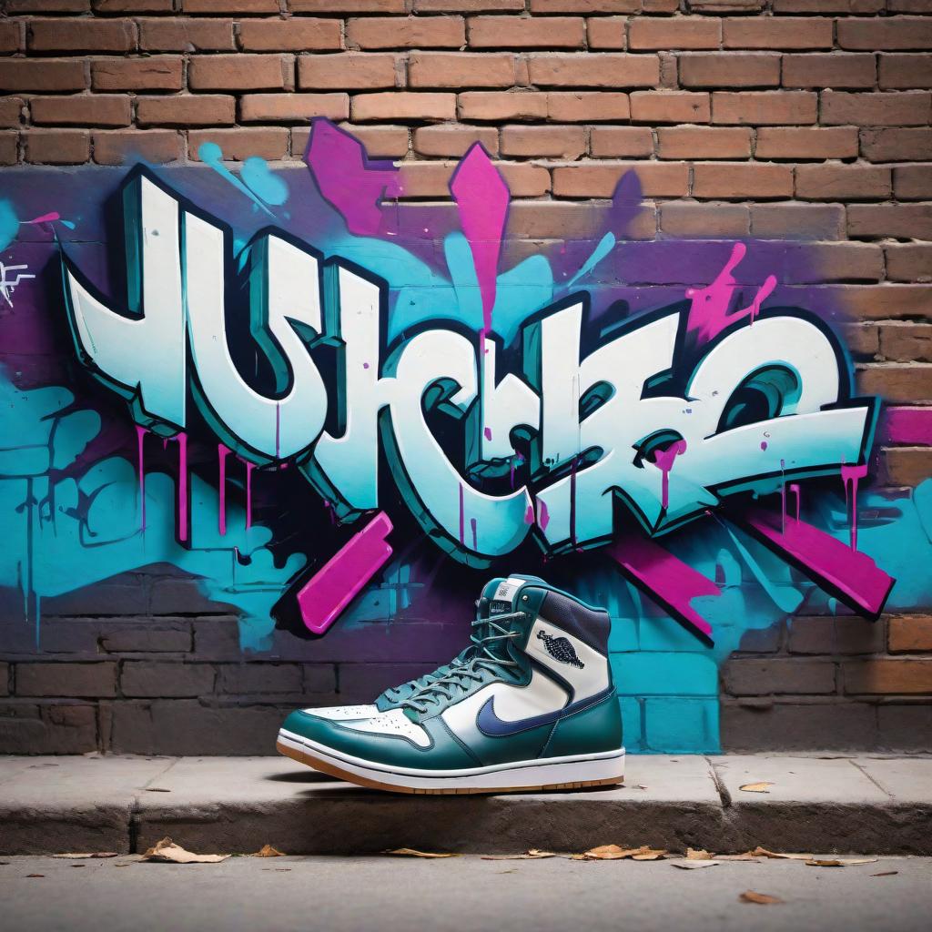  A vibrant graffiti artwork on a brick wall with the words 'Just Skate'. The text should be dynamic, colorful, and stylized with various shades of blues, greens, and purples. Surrounding the text, there should be cool graffiti elements like skateboards, wheels, and abstract shapes. The overall vibe should be energetic and urban, capturing the essence of the skate culture. hyperrealistic, full body, detailed clothing, highly detailed, cinematic lighting, stunningly beautiful, intricate, sharp focus, f/1. 8, 85mm, (centered image composition), (professionally color graded), ((bright soft diffused light)), volumetric fog, trending on instagram, trending on tumblr, HDR 4K, 8K